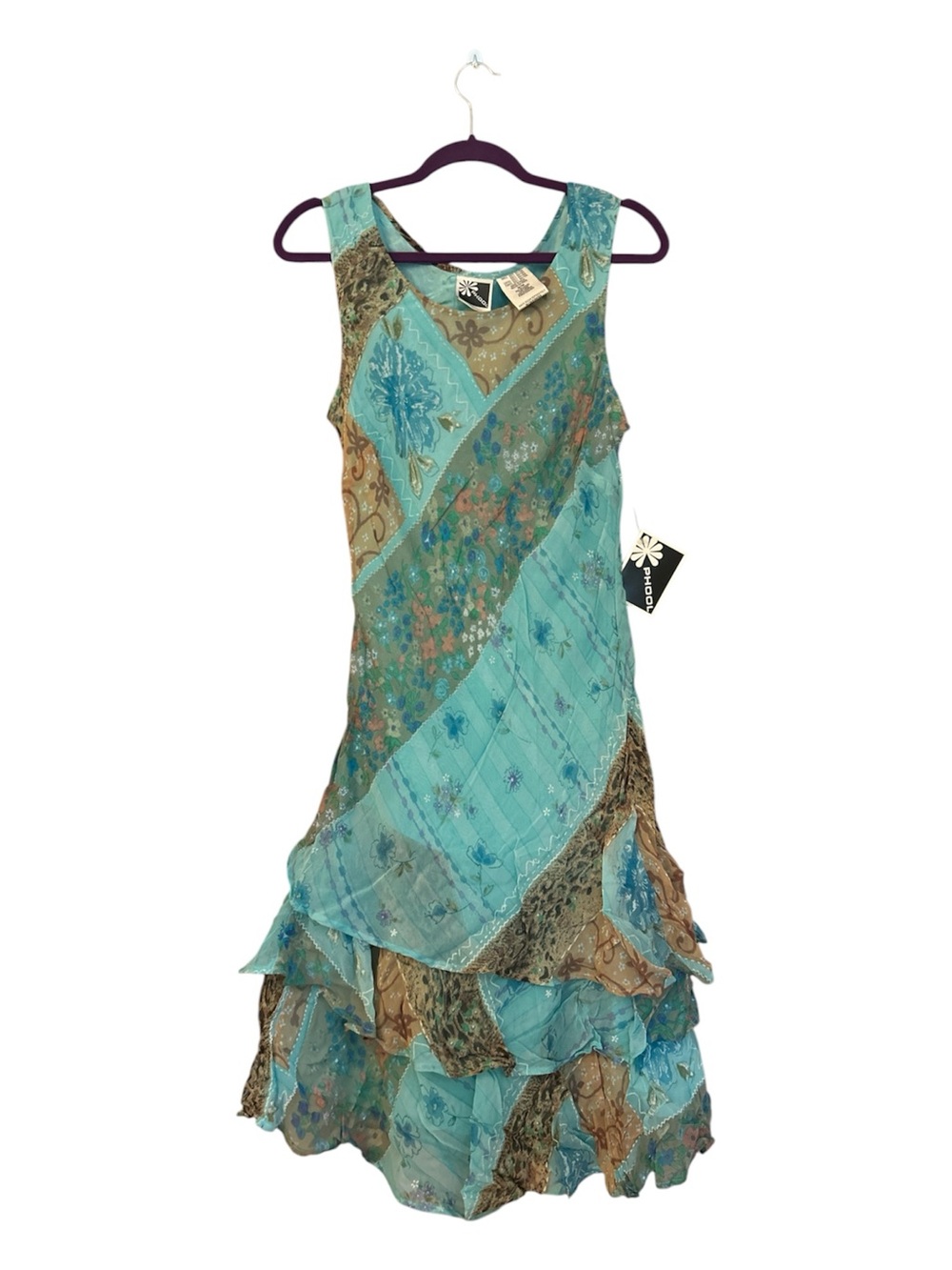NWT VTG Phool Y2K Patchwork Fairycore Whimsigoth Midi Dress Size M